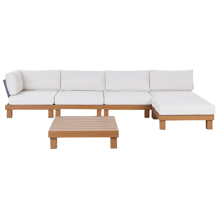 Garden Corner Sofa with Table 5 Seater SANZA Left Hand Modular Metal White