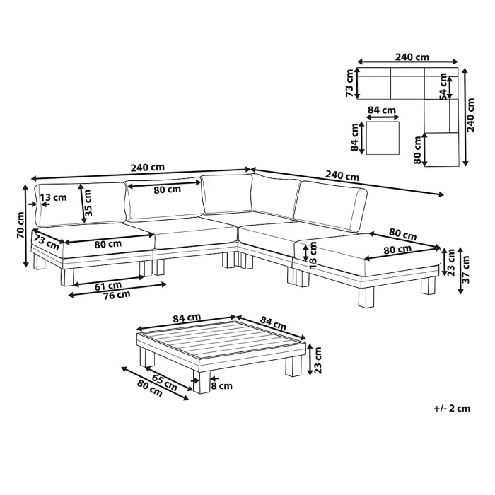 Garden Corner Sofa with Table 5 Seater SANZA Left Hand Modular Metal White