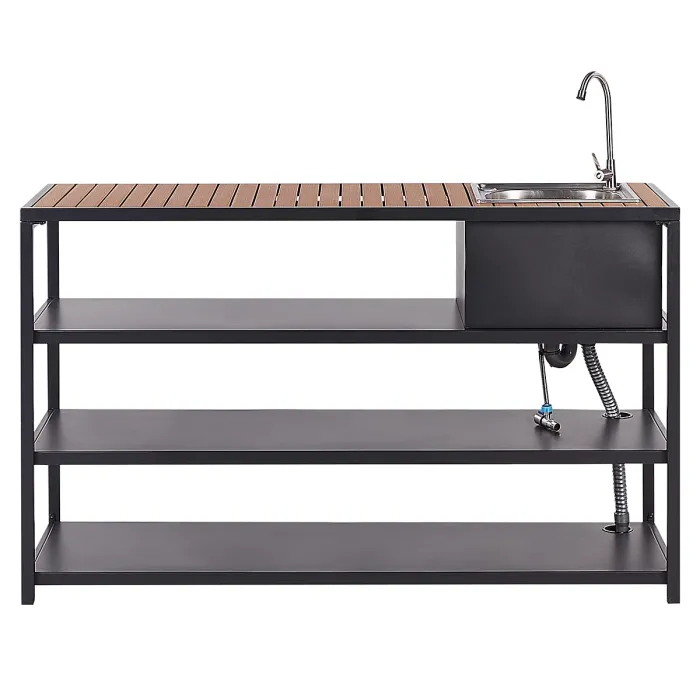 Outdoor Kitchen Island with Sink AVETRANA Metal Black
