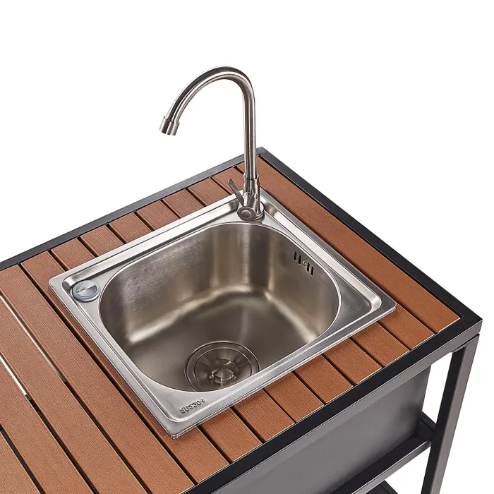 Outdoor Kitchen Island with Sink AVETRANA Metal Black