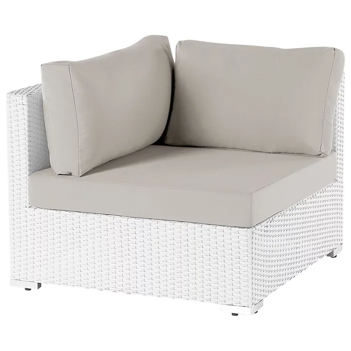 Garden Corner Sofa with Table 4 Seater SANO Right Hand Modular PE Rattan White