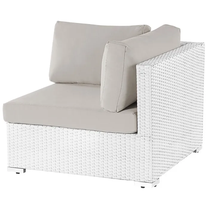Garden Corner Sofa with Table 4 Seater SANO Right Hand Modular PE Rattan White