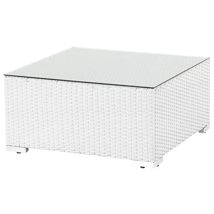 Garden Corner Sofa with Table 4 Seater SANO Right Hand Modular PE Rattan White