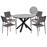 Garden Dining Set 4 Seater MALETTO/GROSSETO Metal Marble Effect Grey