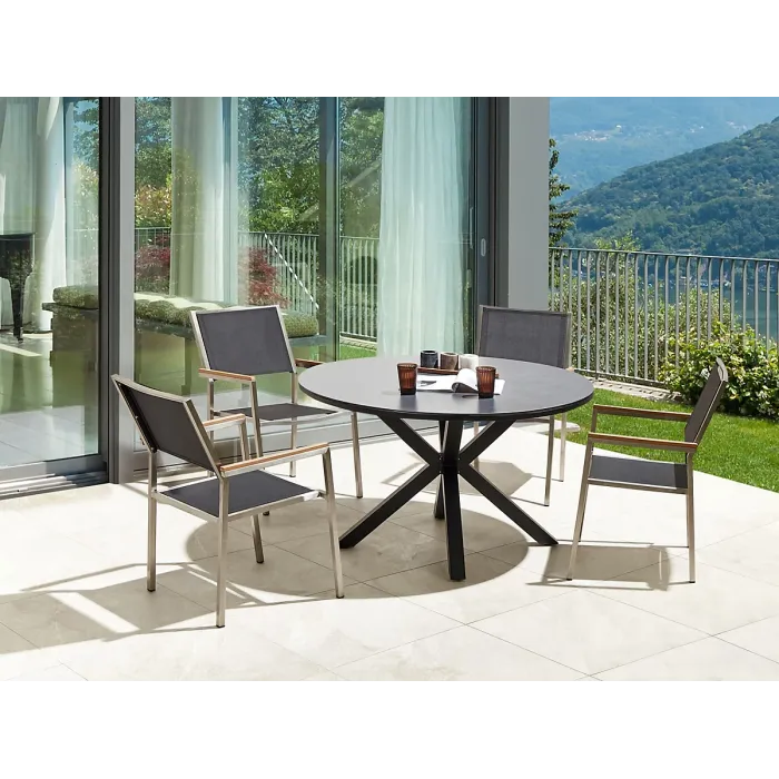 Garden Dining Set 4 Seater MALETTO/GROSSETO Metal Marble Effect Grey