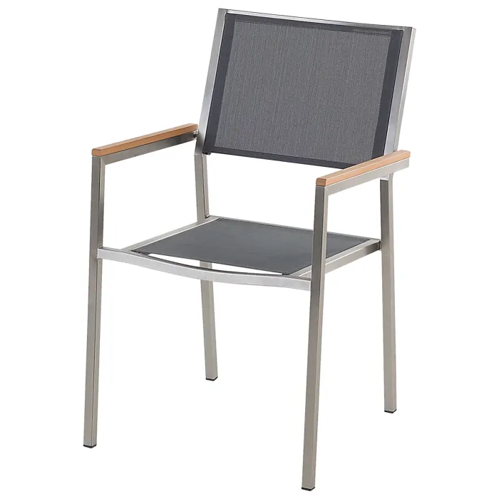 Garden Dining Set 4 Seater MALETTO/GROSSETO Metal Marble Effect Grey