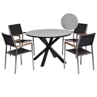 Garden Dining Set 4 Seater MALETTO/GROSSETO Metal Marble Effect Grey/ Black
