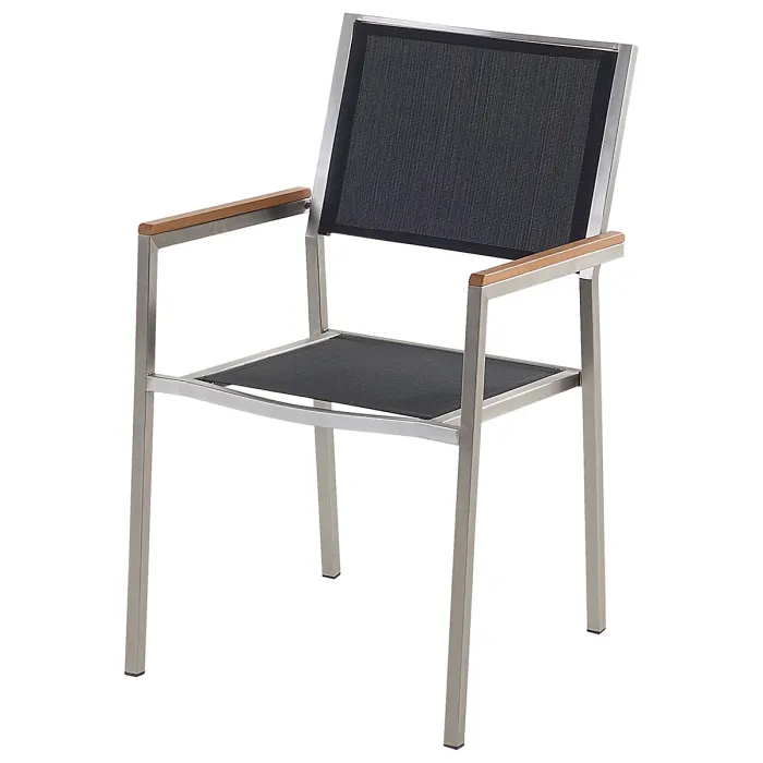 Garden Dining Set 4 Seater MALETTO/GROSSETO Metal Marble Effect Grey/ Black