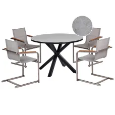 Garden Dining Set 4 Seater MALETTO/COSOLETO Metal Grey