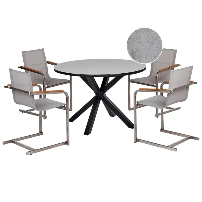 Garden Dining Set 4 Seater MALETTO/COSOLETO Metal Grey