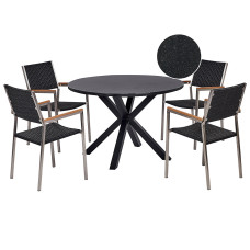 Garden Dining Set 4 Seater MALETTO/GROSSETO PE Rattan Black