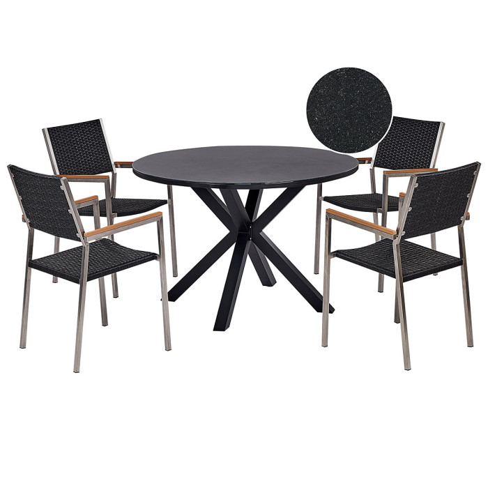 Garden Dining Set 4 Seater MALETTO/GROSSETO PE Rattan Black