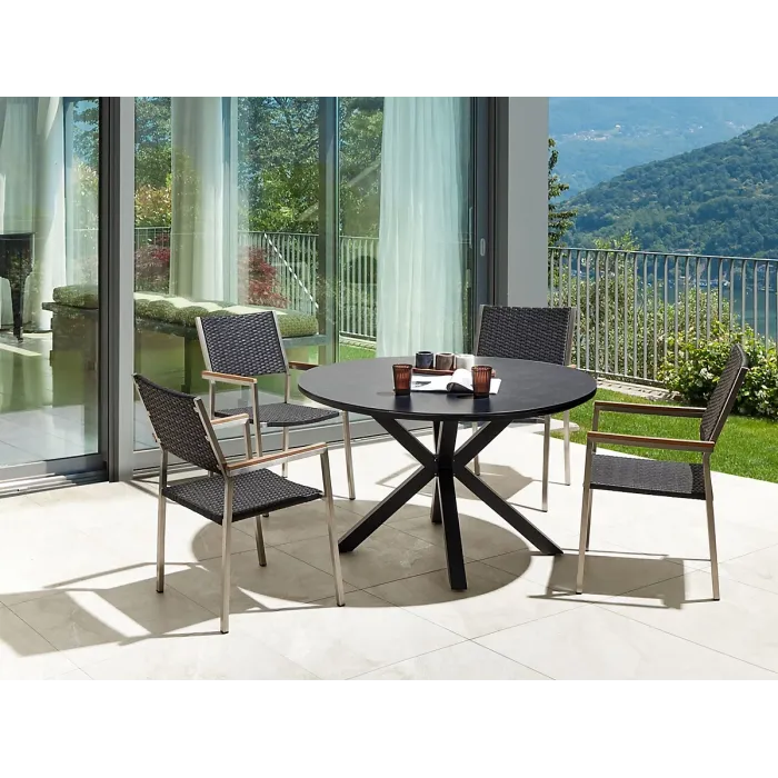 Garden Dining Set 4 Seater MALETTO/GROSSETO PE Rattan Black
