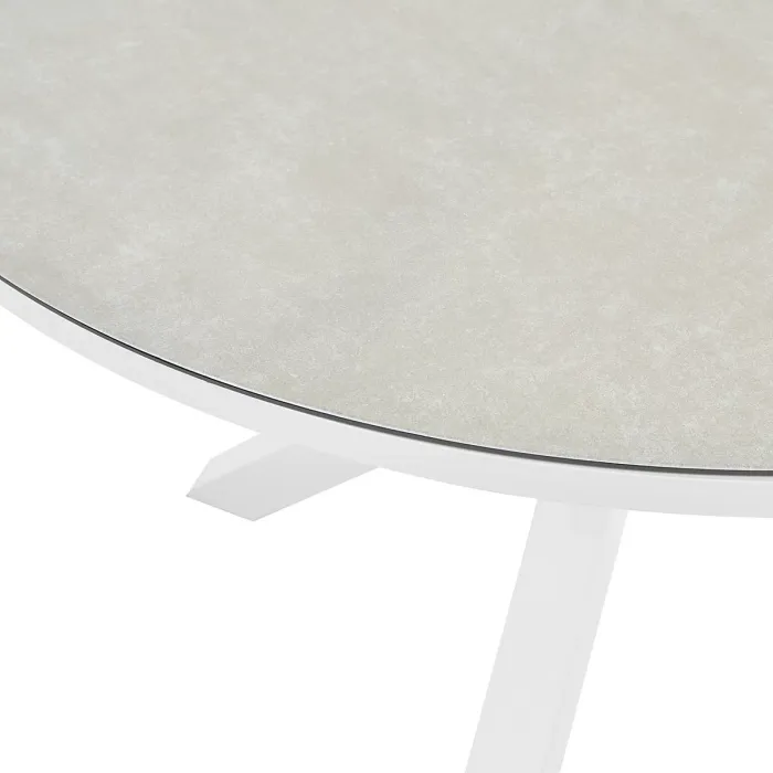 Garden Dining Set 4 Seater MALETTO/GROSSETO Metal Marble Effect White/ Beige