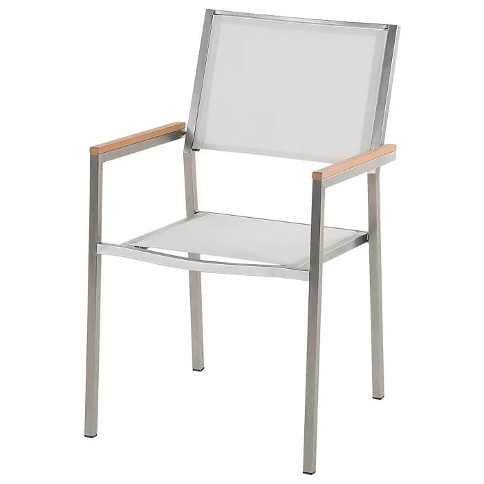 Garden Dining Set 4 Seater MALETTO/GROSSETO Metal Marble Effect White/ Beige