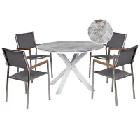 Garden Dining Set 4 Seater MALETTO/GROSSETO Metal Marble Effect Grey