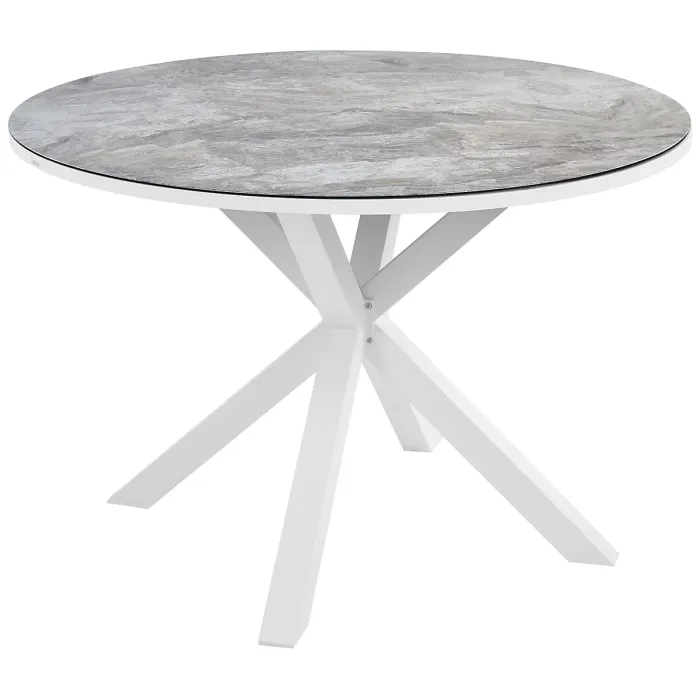 Garden Dining Set 4 Seater MALETTO/GROSSETO Metal Marble Effect Grey