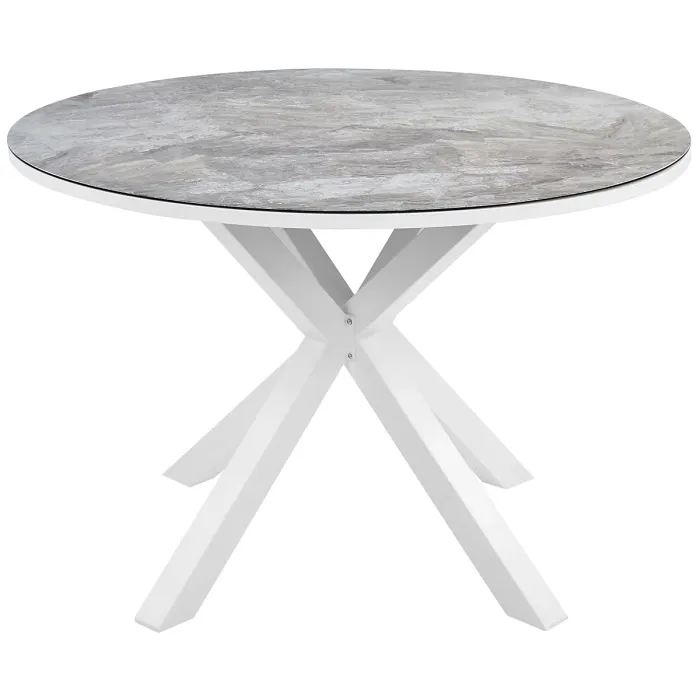 Garden Dining Set 4 Seater MALETTO/GROSSETO Metal Marble Effect Grey