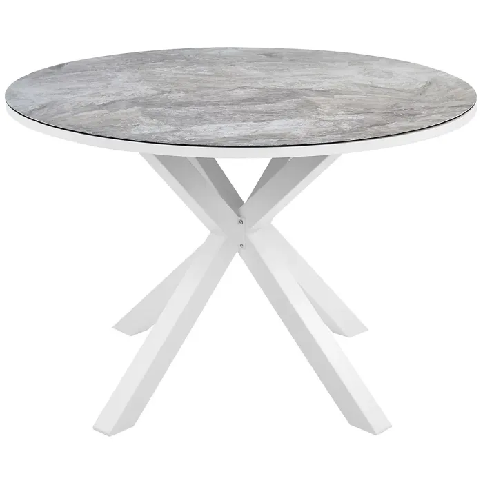 Garden Dining Set 4 Seater MALETTO/GROSSETO Metal Marble Effect Grey/ White