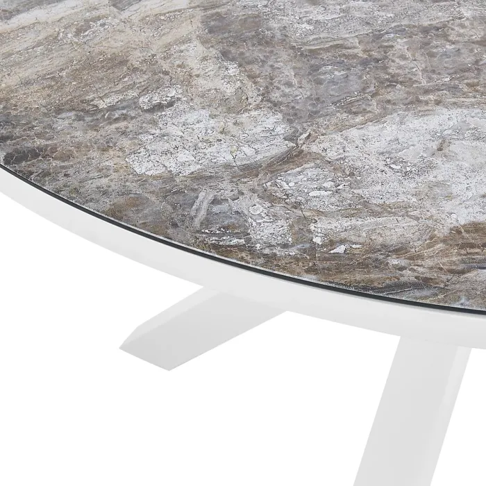 Garden Dining Set 4 Seater MALETTO/GROSSETO Metal Marble Effect Grey/ White