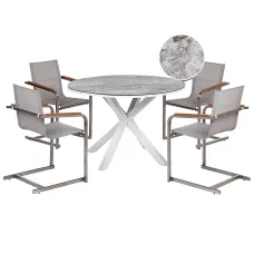 Garden Dining Set 4 Seater MALETTO/COSOLETO Metal White Marble