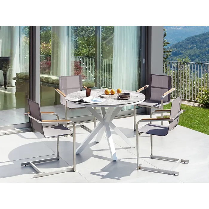 Garden Dining Set 4 Seater MALETTO/COSOLETO Metal White Marble