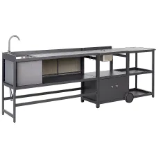 Outdoor Kitchen Set with Sink ORTISEI Metal Graphite Grey