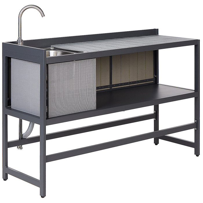 Outdoor Kitchen Set with Sink ORTISEI Metal Graphite Grey