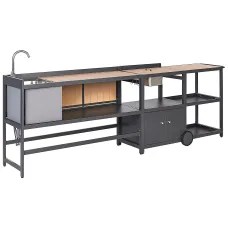 Outdoor Kitchen Set with Sink ORTISEI Metal Light Brown