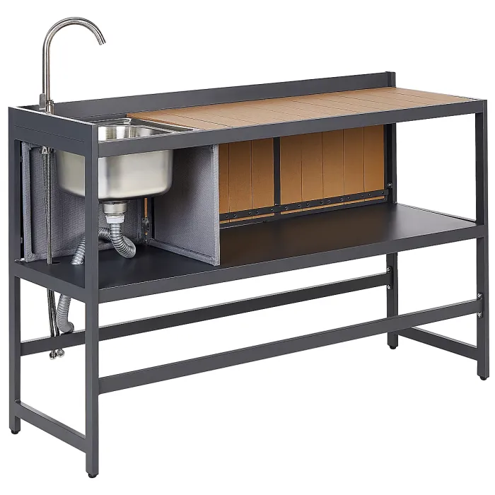 Outdoor Kitchen Set with Sink ORTISEI Metal Light Brown