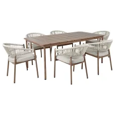 Garden Dining Set 6 Seater FLAVIA with Cushions Metal Taupe
