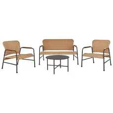 Garden Lounge Set with Table 4 Seater OFANTO PE Rattan Natural