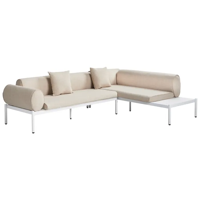 Garden Corner Sofa with Table 5 Seater RASIGLIA Left Hand Metal Beige