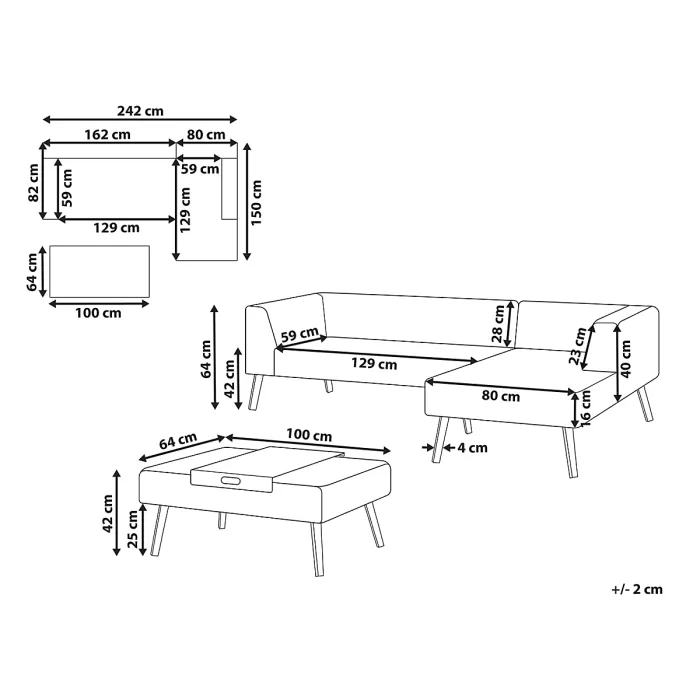 Garden Corner Sofa with Table 4 Seater SORRIVOLI Left Hand Beige