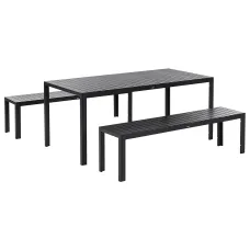 Garden Dining Set with Benches 6 Seater NARDO Black