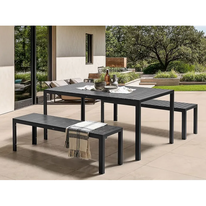 Garden Dining Set with Benches 6 Seater NARDO Black
