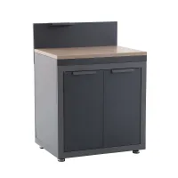 Cucino Grey Open Steel Wood effect Outdoor kitchen cabinet unit
