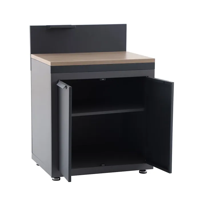 Cucino Grey Open Steel Wood effect Outdoor kitchen cabinet unit