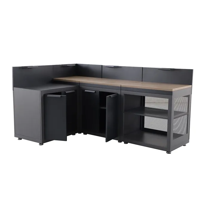 Cucino Grey Open Steel Wood effect Outdoor kitchen cabinet unit