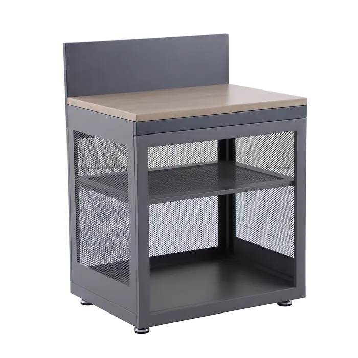 Cucino Mesh Grey Open Steel Wood effect Outdoor kitchen cabinet unit
