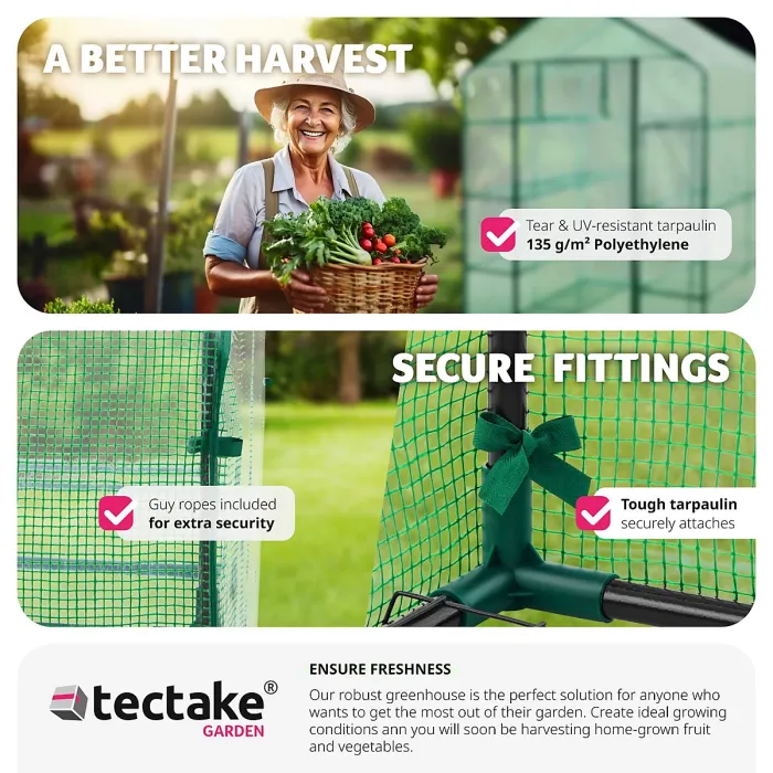 Greenhouse - 16 shelf levels, tarpaulin cover, 143 x 143 x 195 cm - 143 x 143 x 195 cm