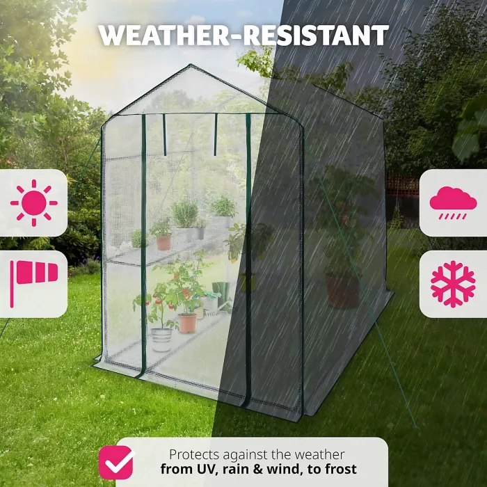 Greenhouse - 4 shelf levels, tarpaulin cover, 186 x 120 x 190 cm - 186 x 120 x 190 cm