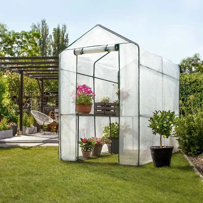 Greenhouse - 4 shelf levels, tarpaulin cover, 186 x 120 x 190 cm - 186 x 120 x 190 cm