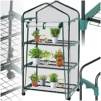 Greenhouse - with wheels, 3 shelves, tarpaulin cover, 69 x 49 x 133 cm - 69 x 49 x 133 cm
