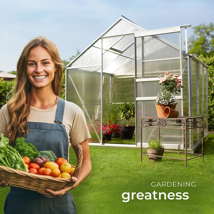 Aluminium greenhouse with foundation, UV-resistant - 190 x 185 x 195 cm