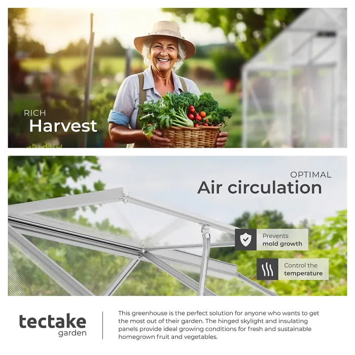 Aluminium greenhouse, UV-resistant, 185x190x195cm - 190 x 185 x 195 cm