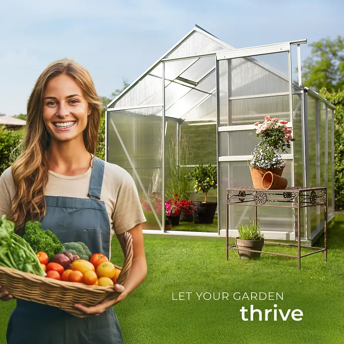 Aluminium greenhouse, UV-resistant, 185x190x195cm - 190 x 185 x 195 cm