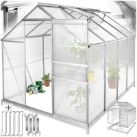 Aluminium greenhouse with foundation, 185x250x195cm - 250 x 185 x 195 cm