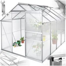 Aluminium greenhouse, UV-resistant, 185x250x195cm - 250 x 185 x 195 cm