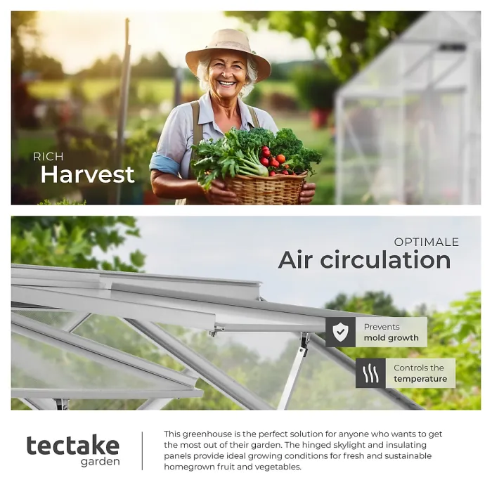 Aluminium greenhouse, UV-resistant, 185x250x195cm - 250 x 185 x 195 cm